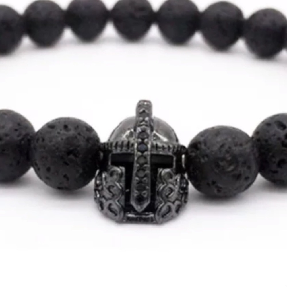 Black lava rock black rodhium cz gladiator helmet - Picture 2 of 8